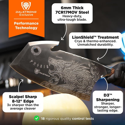 11.5" Cleaver — Limited Edition, Wood Stand — 7CR17MOV Steel — For Heavy Butchering & Counter Display — Resin Handle, Valhalla Obliterator XL, customer support