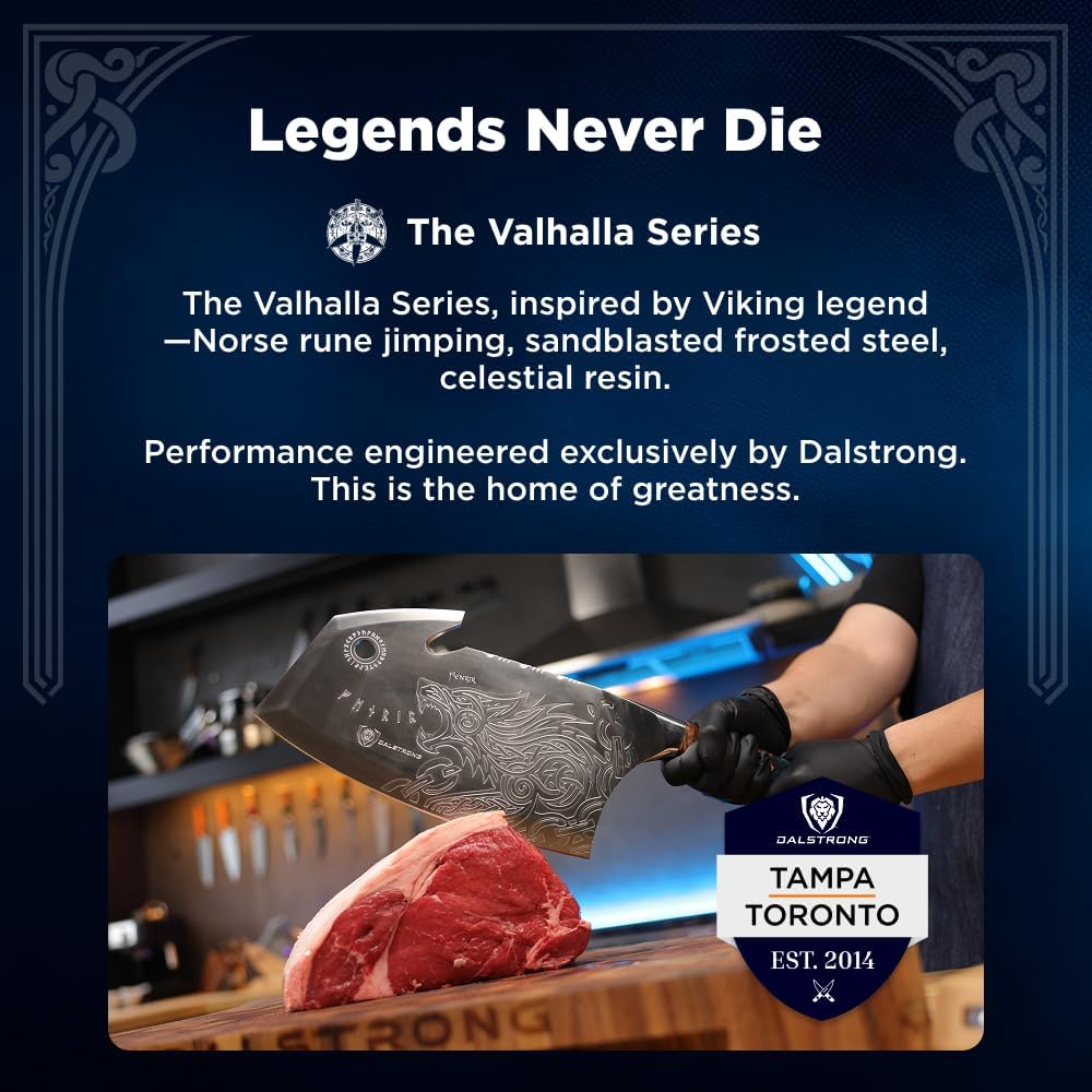 11.5" Cleaver — Limited Edition, Wood Stand — 7CR17MOV Steel — For Heavy Butchering & Counter Display — Resin Handle, Valhalla Obliterator XL, customer support