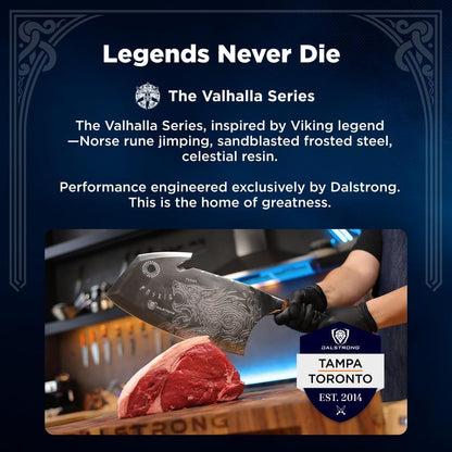 11.5" Cleaver — Limited Edition, Wood Stand — 7CR17MOV Steel — For Heavy Butchering & Counter Display — Resin Handle, Valhalla Obliterator XL, customer support