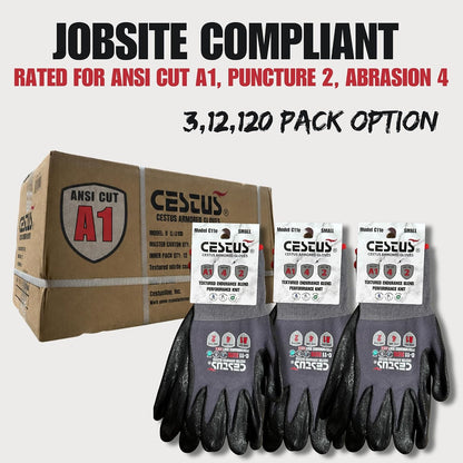 Cestus C11e, 12 Pack Nitrile Coated Work Gloves, Touchscreen