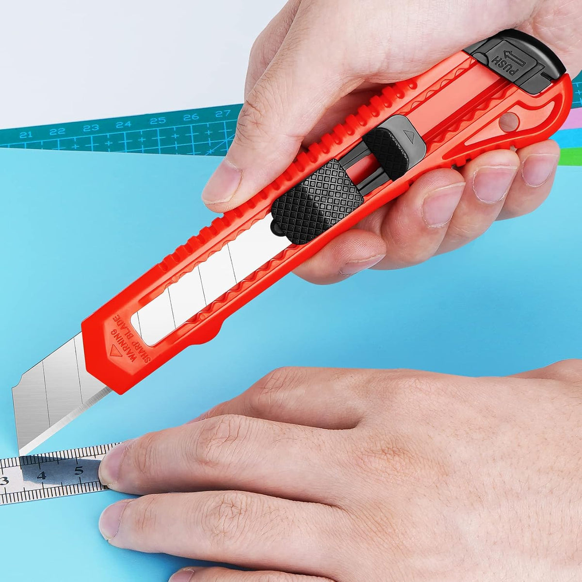 Box Cutter Retractable, 18mm Utility Knife, Snap-Off Blade
