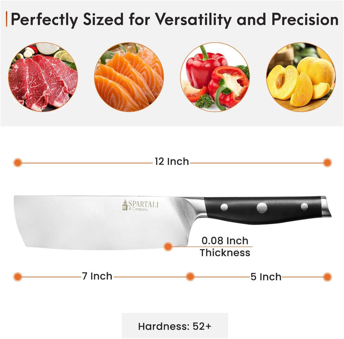 3-Piece Kitchen Knife Set – Includes 8” Chef Knife, 7” Nakiri, 3.5” Paring – High Carbon German Stainless Steel Blades, Ergonomic Handle – Versatile Knife Trio for Chopping, Dicing, and Slicing