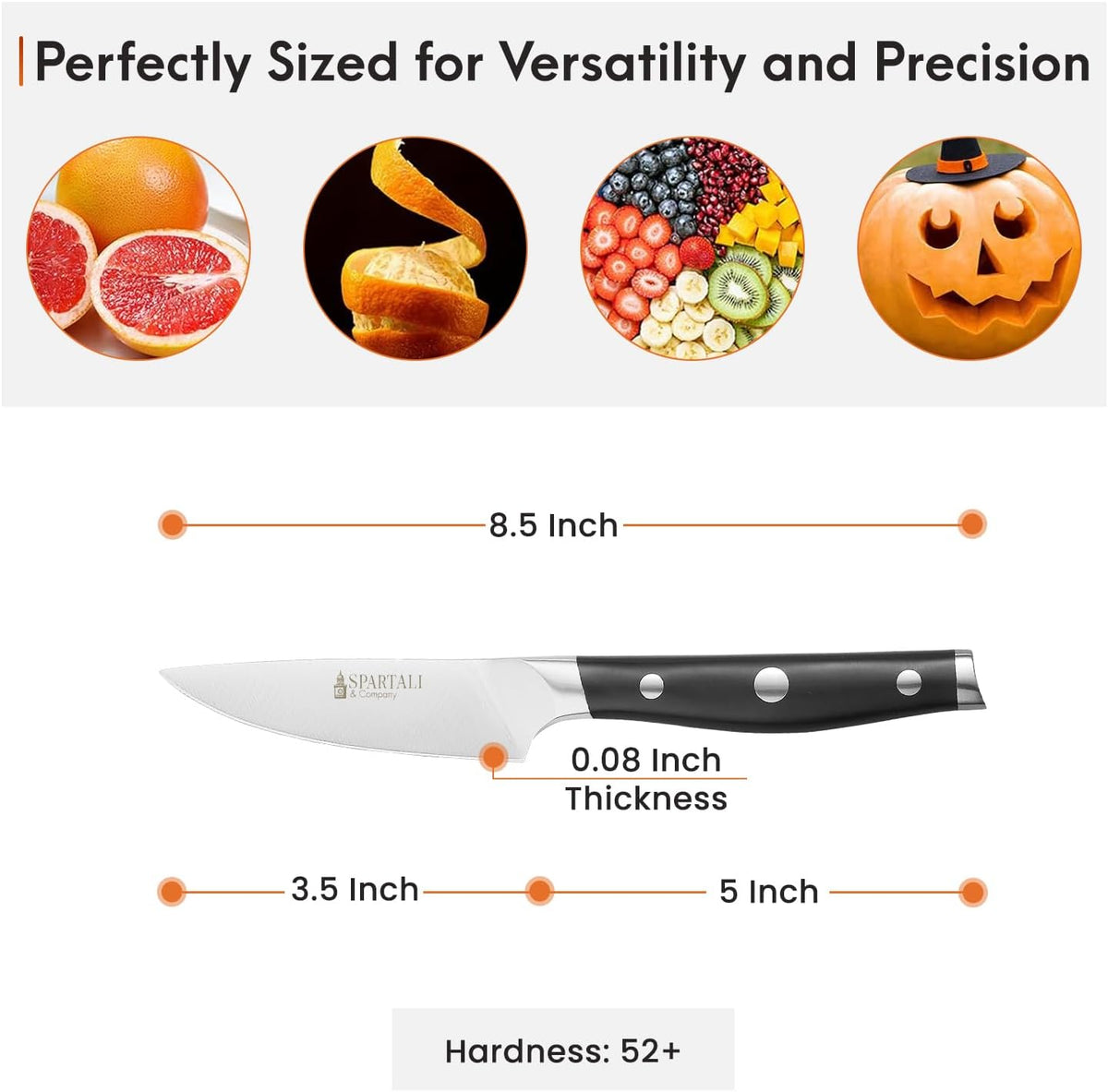 3-Piece Kitchen Knife Set – Includes 8” Chef Knife, 7” Nakiri, 3.5” Paring – High Carbon German Stainless Steel Blades, Ergonomic Handle – Versatile Knife Trio for Chopping, Dicing, and Slicing