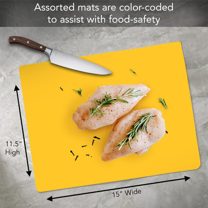 Cut N' Funnel Multi-Color Cutting Board Mats 4 Pack