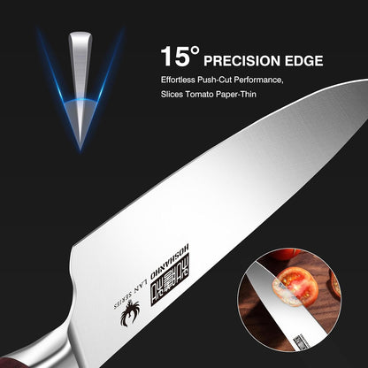 3PCS Kitchen Knife Set, Ultra Sharp Chef/Santoku/Paring Knives | Professional Japanese High Carbon Steel Cooking Knife Set with Ergonomic Wood Handle, Ideal Gift for Family and Restaurant