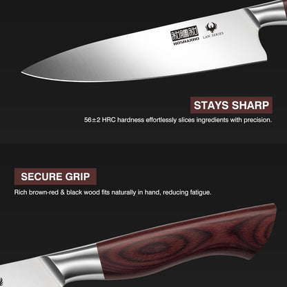 3PCS Kitchen Knife Set, Ultra Sharp Chef/Santoku/Paring Knives | Professional Japanese High Carbon Steel Cooking Knife Set with Ergonomic Wood Handle, Ideal Gift for Family and Restaurant
