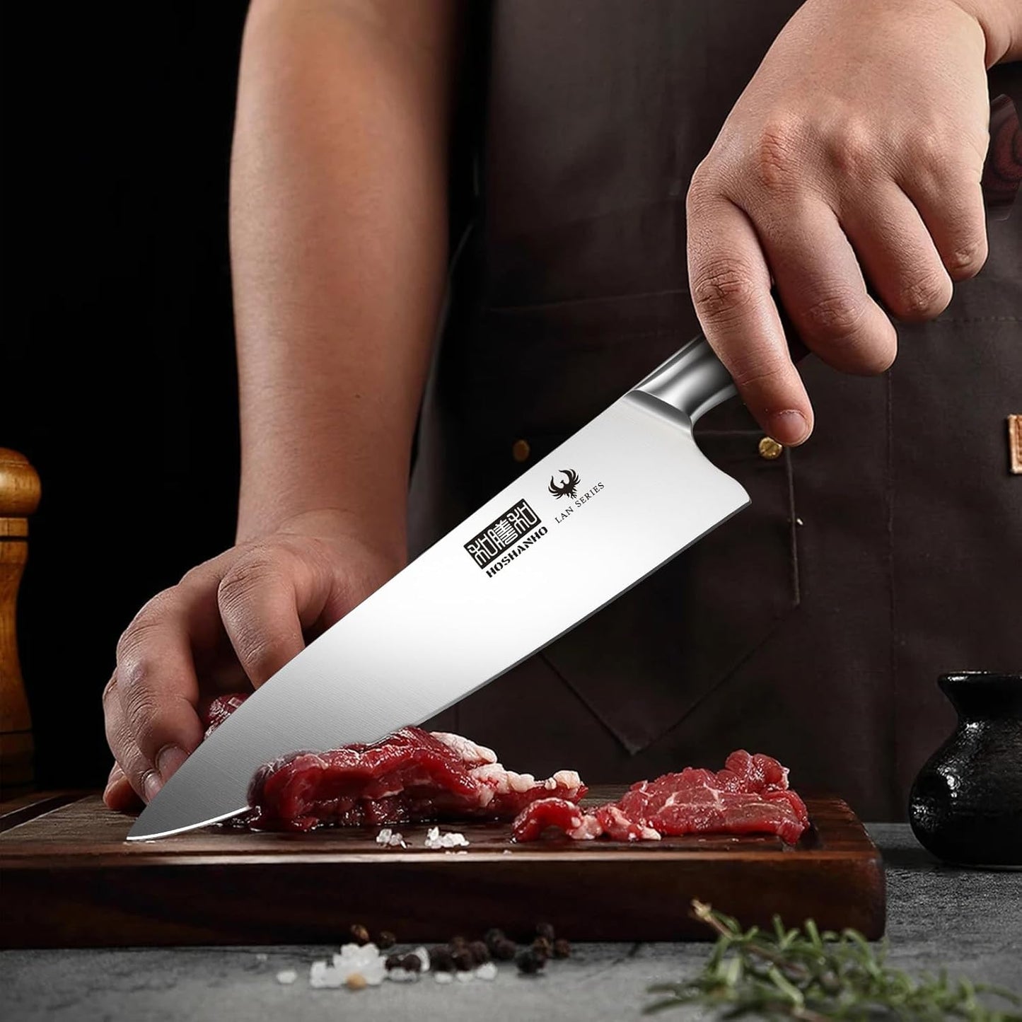 3PCS Kitchen Knife Set, Ultra Sharp Chef/Santoku/Paring Knives | Professional Japanese High Carbon Steel Cooking Knife Set with Ergonomic Wood Handle, Ideal Gift for Family and Restaurant