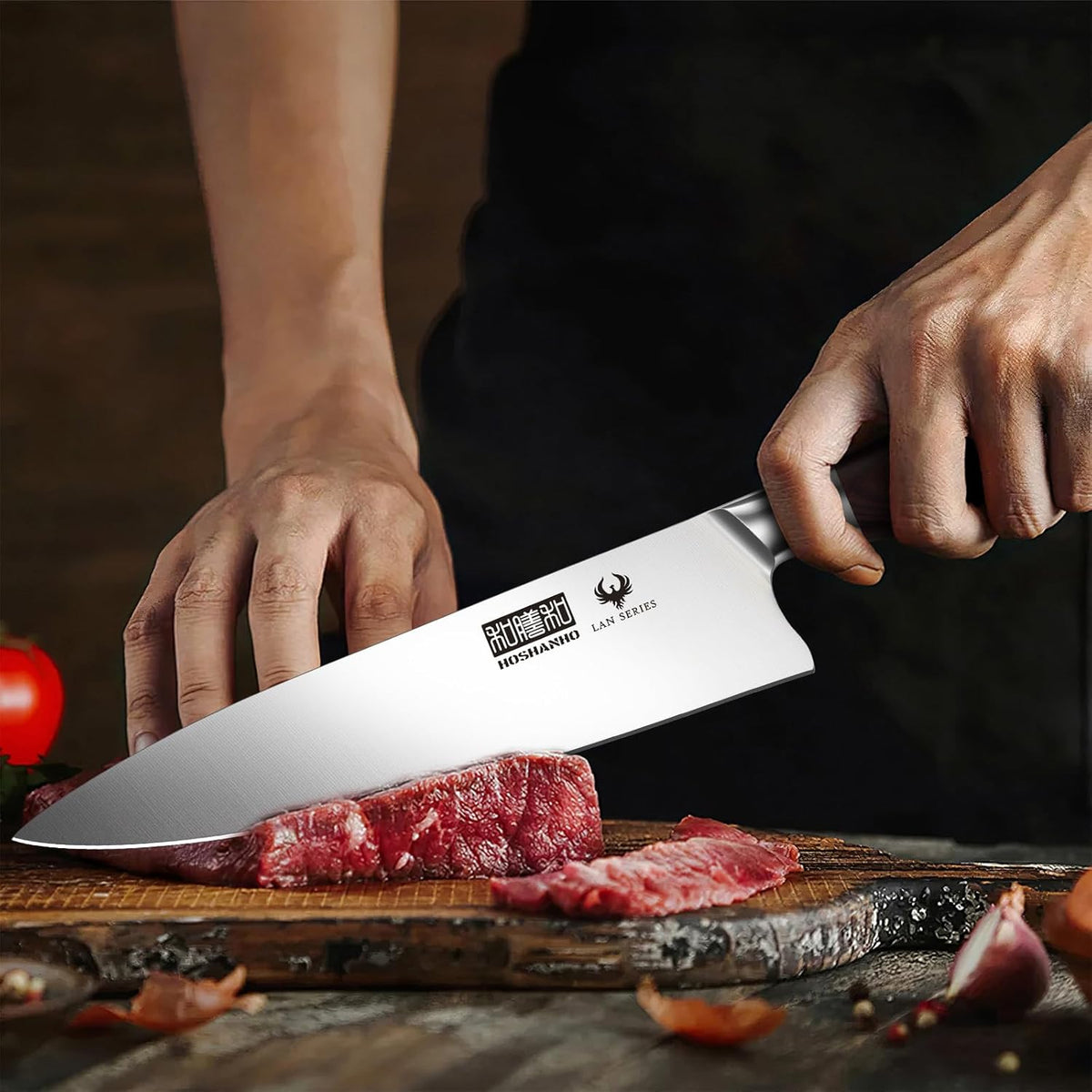 3PCS Kitchen Knife Set, Ultra Sharp Chef/Santoku/Paring Knives | Professional Japanese High Carbon Steel Cooking Knife Set with Ergonomic Wood Handle, Ideal Gift for Family and Restaurant
