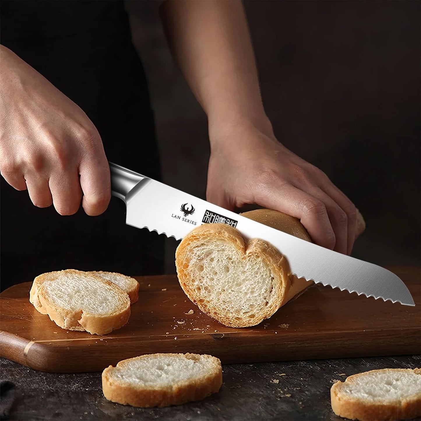 3PCS Kitchen Knife Set, Ultra Sharp Chef/Santoku/Paring Knives | Professional Japanese High Carbon Steel Cooking Knife Set with Ergonomic Wood Handle, Ideal Gift for Family and Restaurant