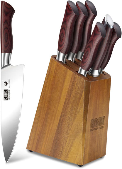 3PCS Kitchen Knife Set, Ultra Sharp Chef/Santoku/Paring Knives | Professional Japanese High Carbon Steel Cooking Knife Set with Ergonomic Wood Handle, Ideal Gift for Family and Restaurant