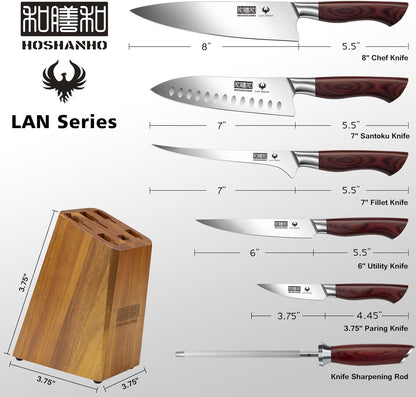 3PCS Kitchen Knife Set, Ultra Sharp Chef/Santoku/Paring Knives | Professional Japanese High Carbon Steel Cooking Knife Set with Ergonomic Wood Handle, Ideal Gift for Family and Restaurant