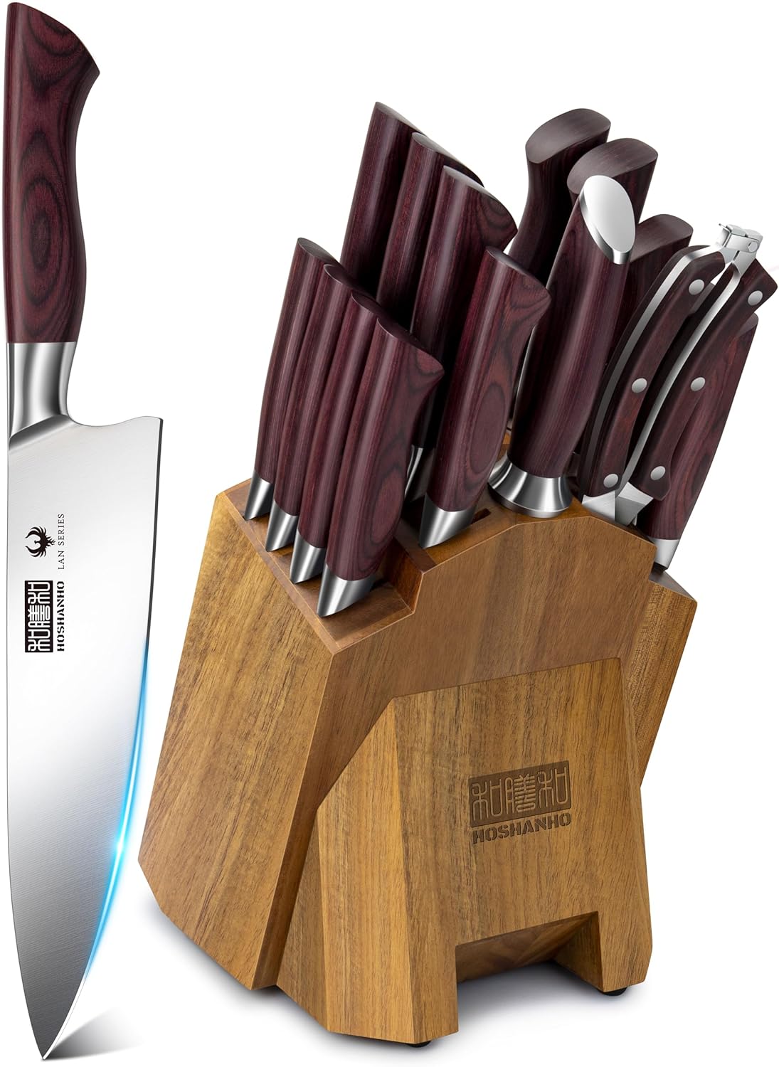 3PCS Kitchen Knife Set, Ultra Sharp Chef/Santoku/Paring Knives | Professional Japanese High Carbon Steel Cooking Knife Set with Ergonomic Wood Handle, Ideal Gift for Family and Restaurant