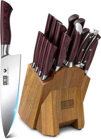 3PCS Kitchen Knife Set, Ultra Sharp Chef/Santoku/Paring Knives | Professional Japanese High Carbon Steel Cooking Knife Set with Ergonomic Wood Handle, Ideal Gift for Family and Restaurant