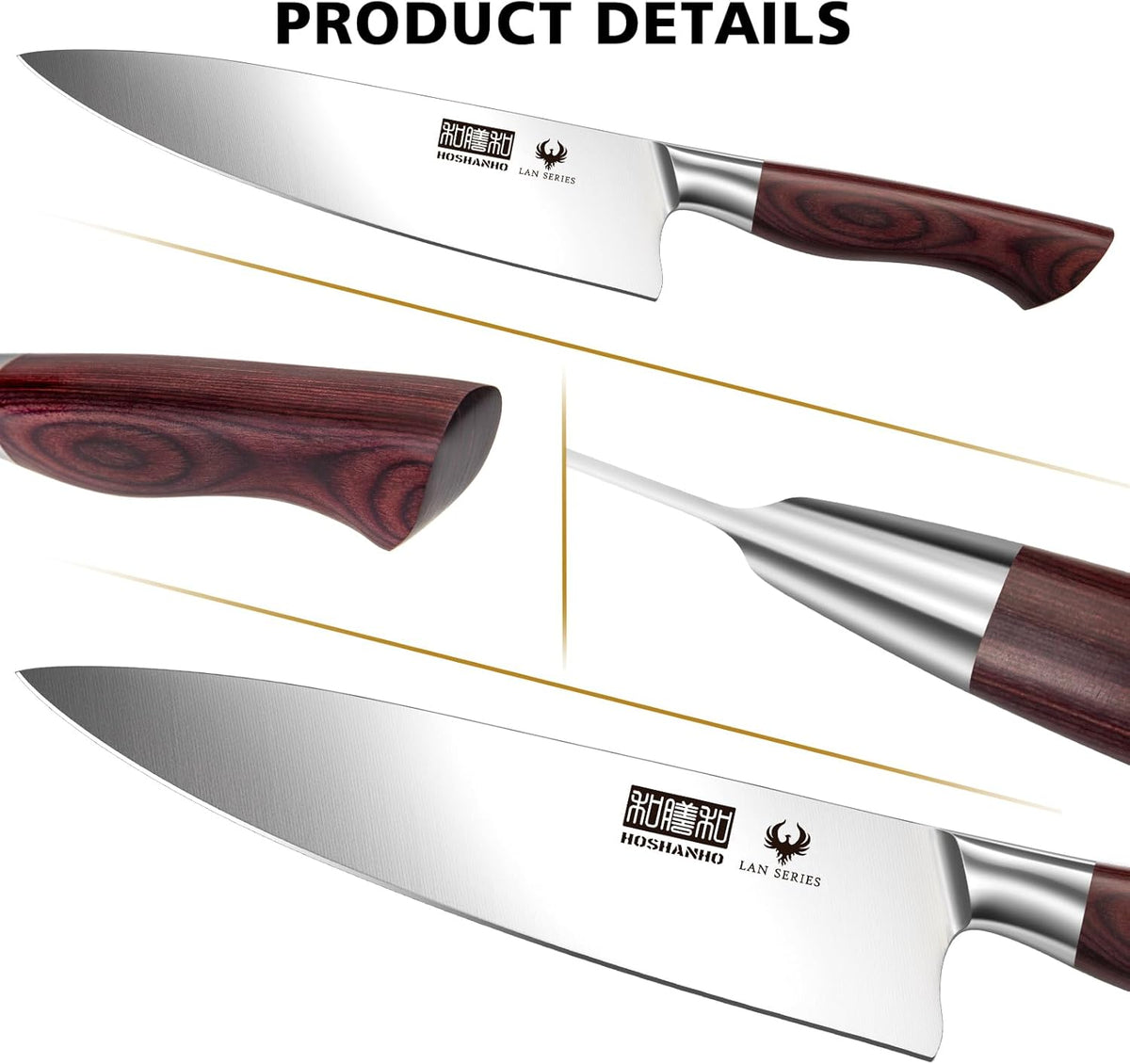 3PCS Kitchen Knife Set, Ultra Sharp Chef/Santoku/Paring Knives | Professional Japanese High Carbon Steel Cooking Knife Set with Ergonomic Wood Handle, Ideal Gift for Family and Restaurant