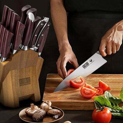 3PCS Kitchen Knife Set, Ultra Sharp Chef/Santoku/Paring Knives | Professional Japanese High Carbon Steel Cooking Knife Set with Ergonomic Wood Handle, Ideal Gift for Family and Restaurant
