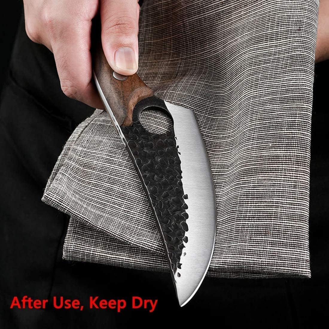 Huusk Viking Knife Cleaver- Hand Forged Full Tang Boning Knives | with Sheath Japanese Butcher Meat Knives Caveman Chef Knife for Home or Camping, Gifts for Men and Women
