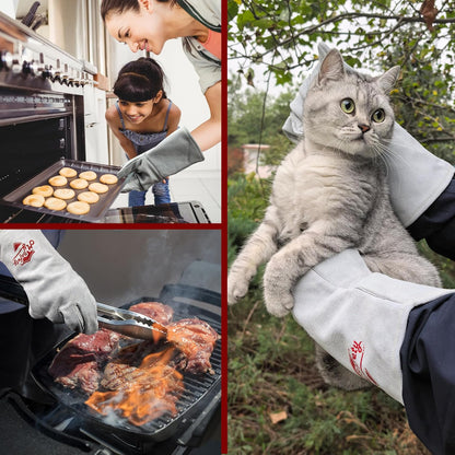 Leather Welding Gloves for Men or Women, Fire and Heat Resistant gloves for Stick,Tig,Mig,Fireplace,BBQ,Oven,Grill,Wood Stove,Animal Handling Gloves,Bite Proof for Cat or Dogs,Welders Gifts