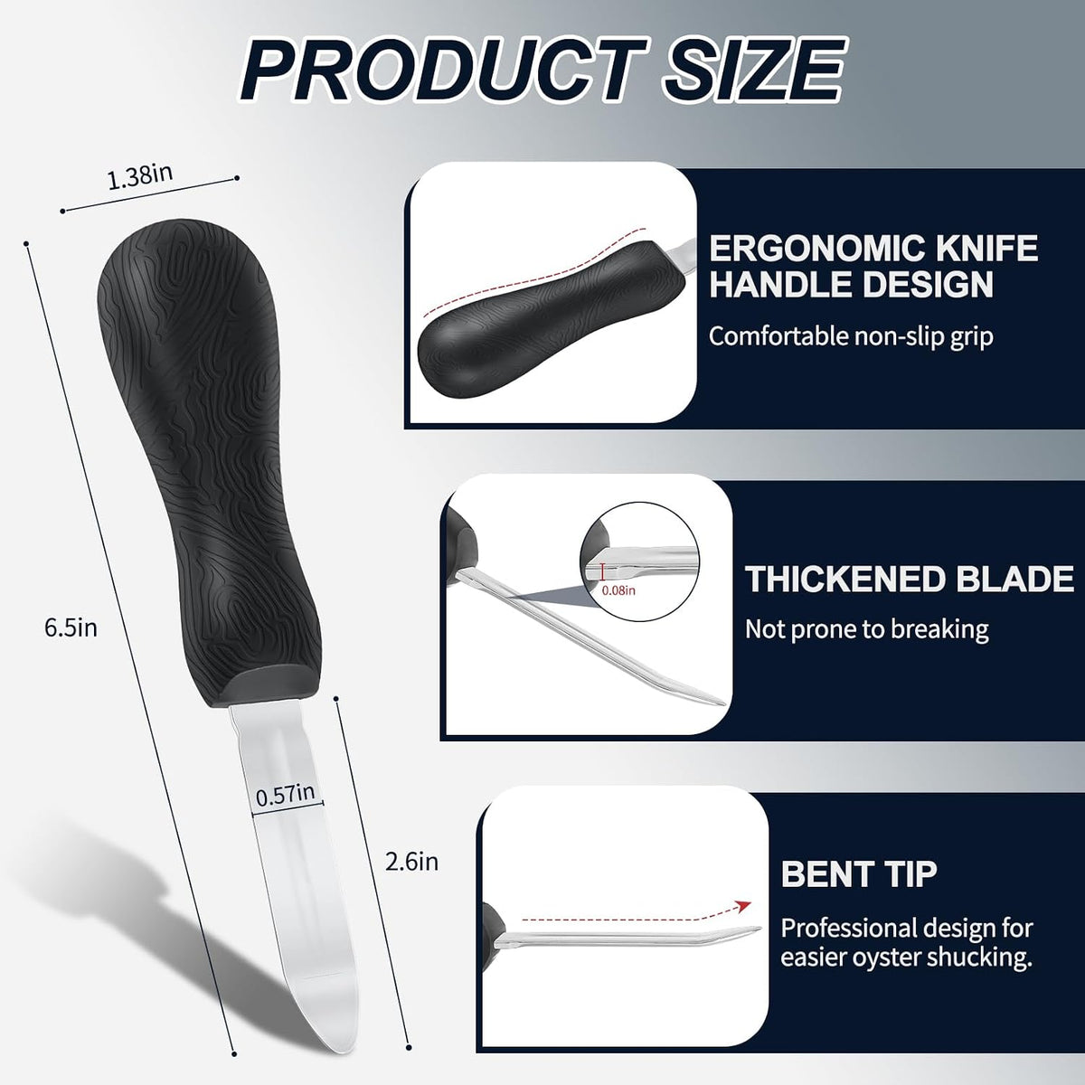 Oyster Shucking Knife - 2 Pack Professional Oyster Knife for All Kinds of Shells & Oysters, Durable Oyster Shucker Tools for Home & Restaurant Use