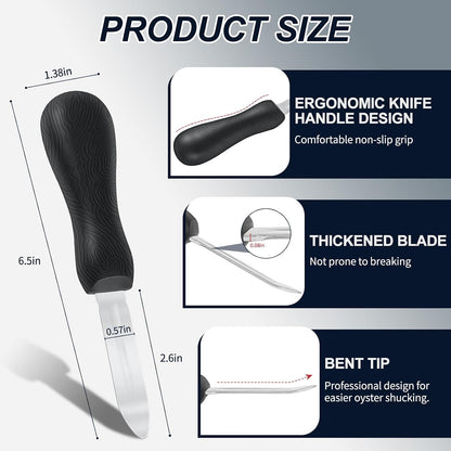 Oyster Shucking Knife - 2 Pack Professional Oyster Knife for All Kinds of Shells & Oysters, Durable Oyster Shucker Tools for Home & Restaurant Use
