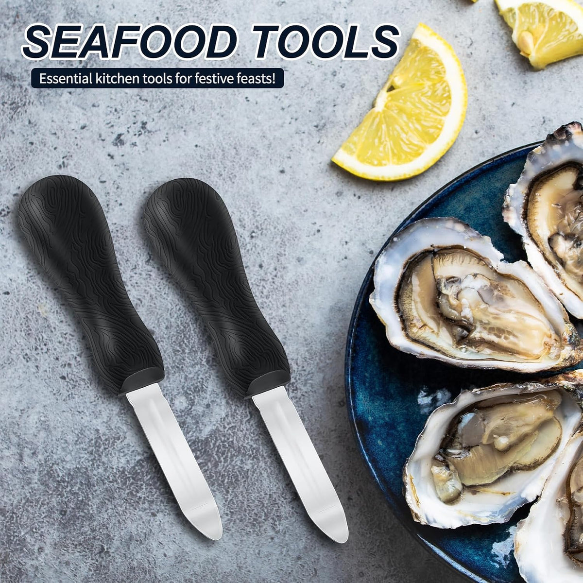 Oyster Shucking Knife - 2 Pack Professional Oyster Knife for All Kinds of Shells & Oysters, Durable Oyster Shucker Tools for Home & Restaurant Use