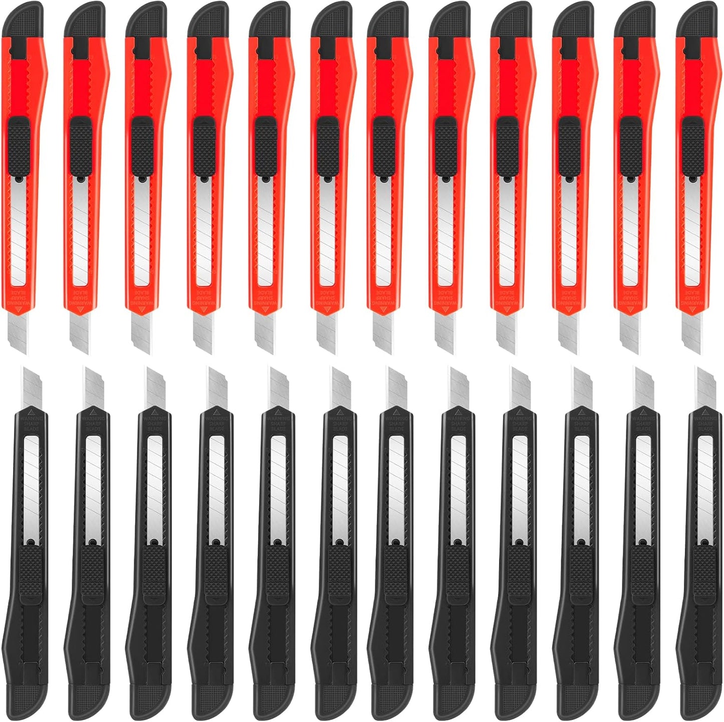 24Pack Box Cutters (9MM Wide Blade Cutter) Utility Knife Box Cutter Retractable, Compact, Extended Use for Heavy Duty Office, Home, Arts Crafts, Hobby(Mix)