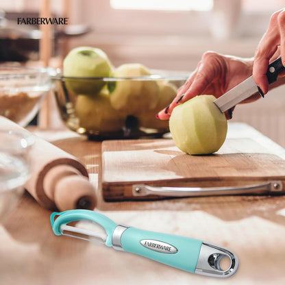 Pro2 Euro Vegetable Peeler with Swivel Blade and Built-In Bud Remover, Razor-Sharp Rust-Resistant Stainless Steel, Ergonomic Handle, Dishwasher Safe