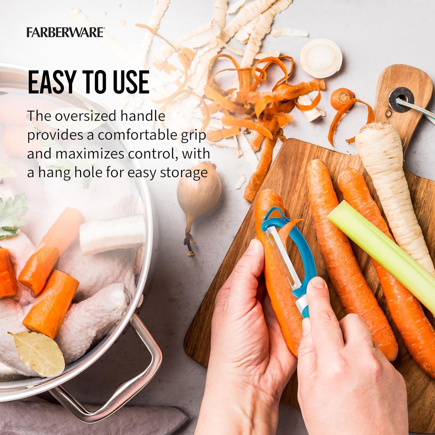 Pro2 Euro Vegetable Peeler with Swivel Blade and Built-In Bud Remover, Razor-Sharp Rust-Resistant Stainless Steel, Ergonomic Handle, Dishwasher Safe