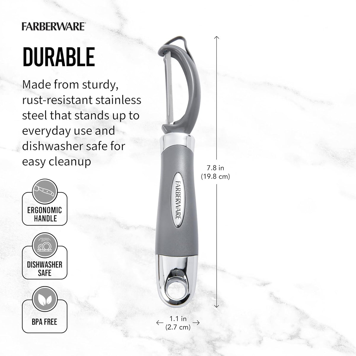 Pro2 Euro Vegetable Peeler with Swivel Blade and Built-In Bud Remover, Razor-Sharp Rust-Resistant Stainless Steel, Ergonomic Handle, Dishwasher Safe