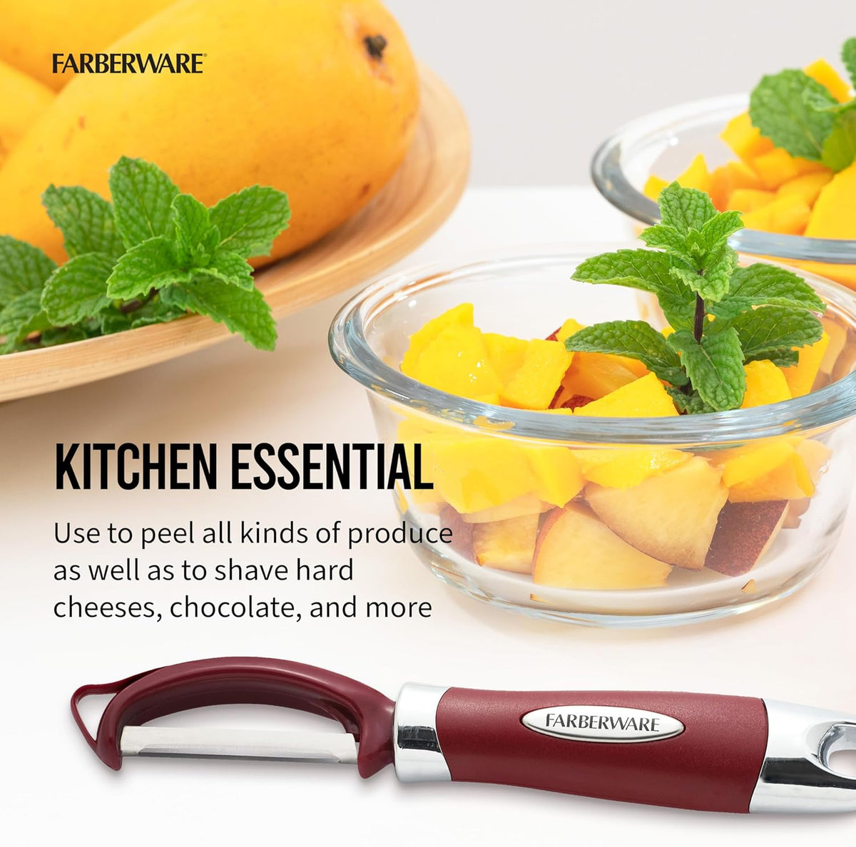 Pro2 Euro Vegetable Peeler with Swivel Blade and Built-In Bud Remover, Razor-Sharp Rust-Resistant Stainless Steel, Ergonomic Handle, Dishwasher Safe