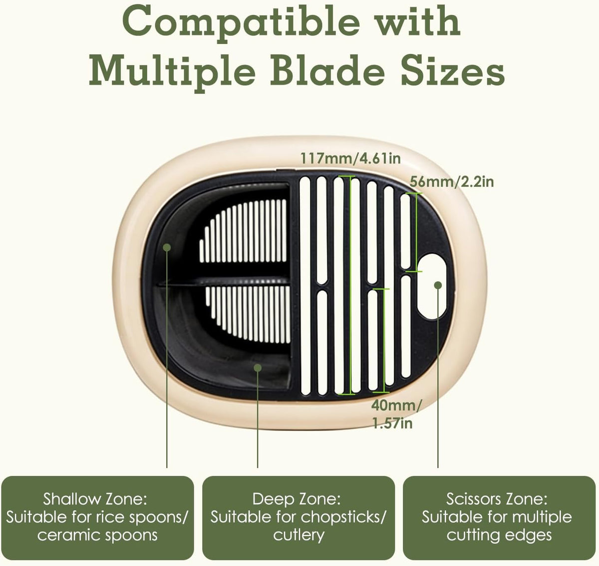 2-in-1 Knife Block & Utensil Holder, Countertop Organizer | Drainage Base | Space Saving | Kitchen Storage | Knives & Forks & Chopsticks (Green)