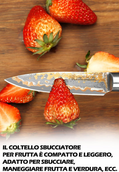 Sujihiki Slicing Knife - 8 Inch Sashimi Sushi Knife - Handmade CuMai Copper Damascus Steel - Japanese Yanagiba Carving Knives Ultra Sharp - Naturel Burl Wooden Handle with Leather