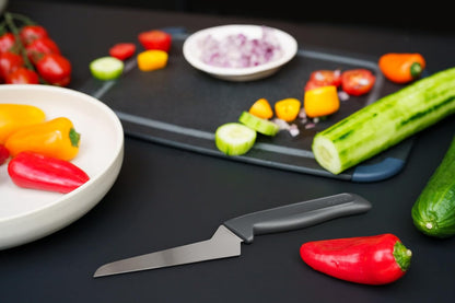Offset Santoku Knife – Sharp German Stainless Steel Blade – Sustainable Wheat Straw Handle – Precision Kitchen & Vegetable Knife – Dishwasher Safe – 3.9 inches
