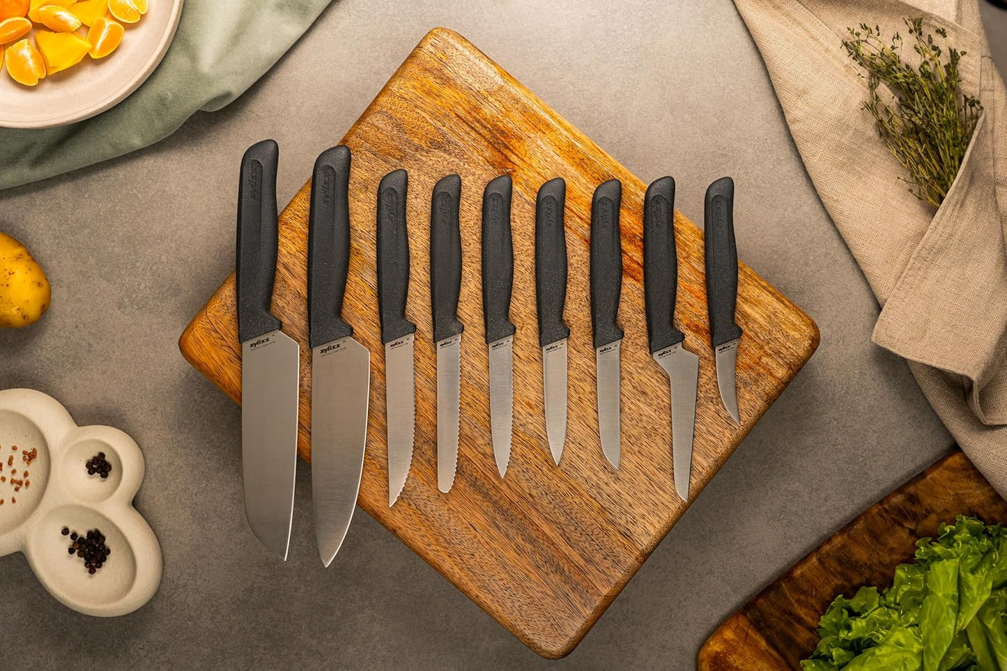 Offset Santoku Knife – Sharp German Stainless Steel Blade – Sustainable Wheat Straw Handle – Precision Kitchen & Vegetable Knife – Dishwasher Safe – 3.9 inches