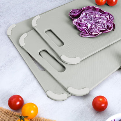Fresh Prep 3-Pack Non-Slip Cutting Board Set – Dishwasher Safe Plastic Boards with Silicone Grip Corners & Handle, Sage (14.17" x 10.63", 12.6" x 9.06", 11.02" x 7.48")