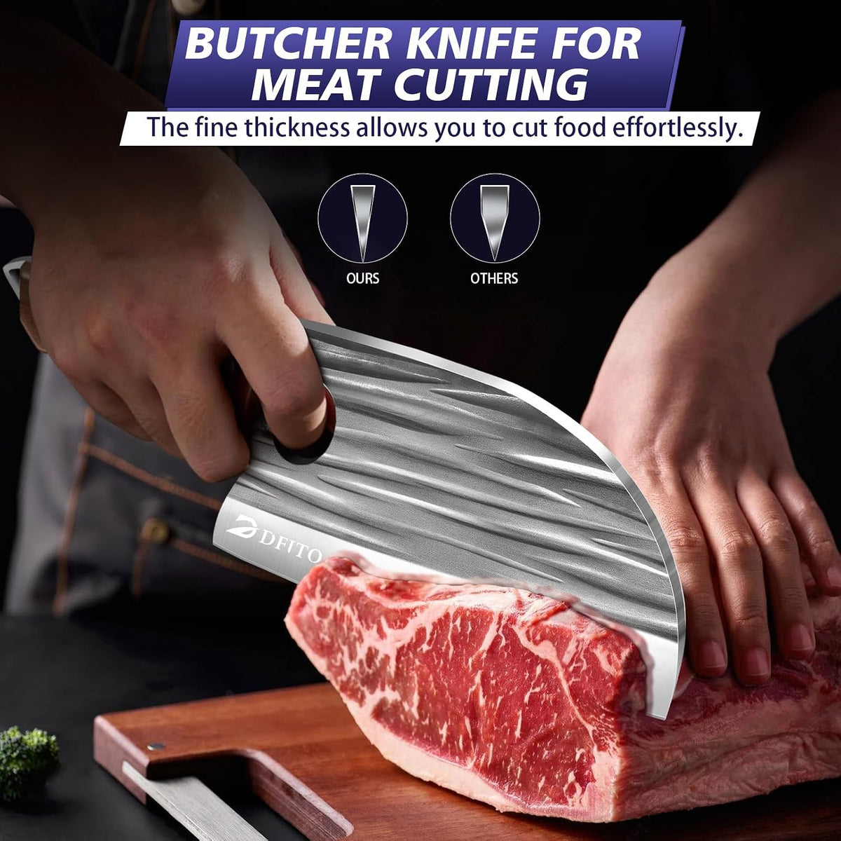 Butcher Knife Set, Sharp Kitchen Knife Set with Roll Bag Gift for Men