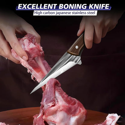 Butcher Knife Set, Sharp Kitchen Knife Set with Roll Bag Gift for Men