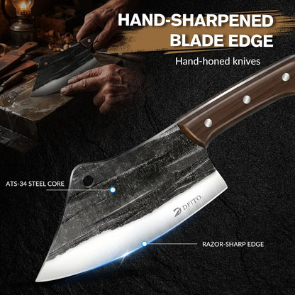 Butcher Knife Set, Sharp Kitchen Knife Set with Roll Bag Gift for Men