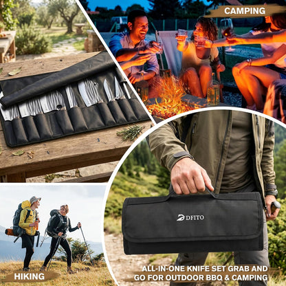 Butcher Knife Set, Sharp Kitchen Knife Set with Roll Bag Gift for Men