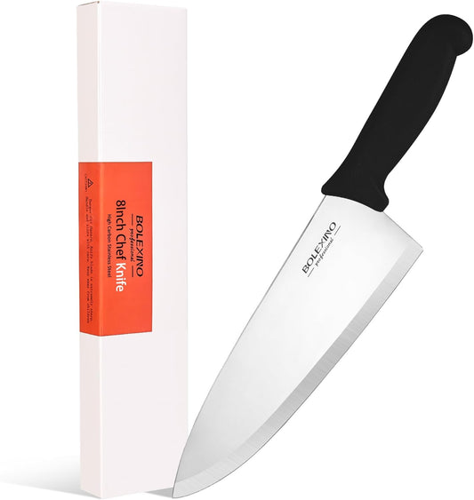 8" Chef Knife, Professional Kitchen Knife with Grip | High-carbon stainless steel,Ultra-sharp wide blade,Ergonomic non-slip handle,Versatile for meat & veg,Ideal for home & chefs.