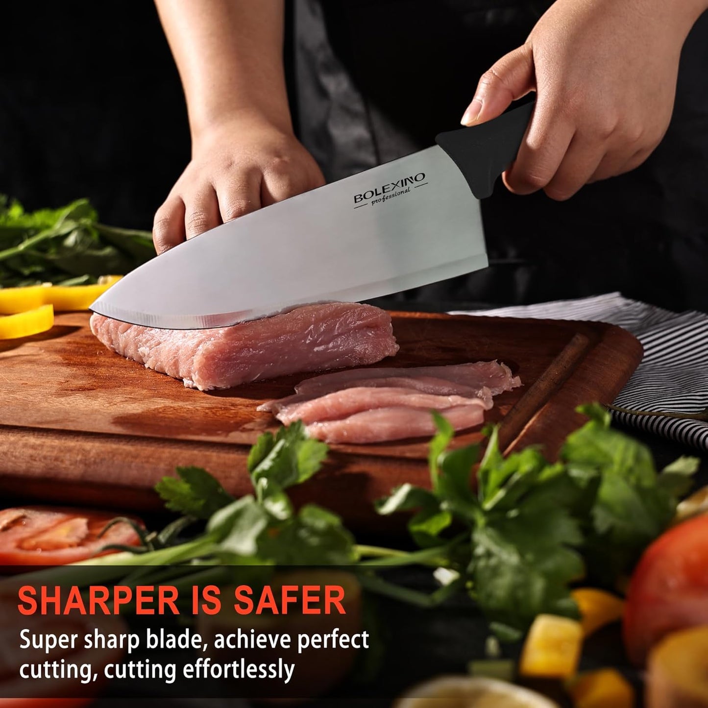8" Chef Knife, Professional Kitchen Knife with Grip | High-carbon stainless steel,Ultra-sharp wide blade,Ergonomic non-slip handle,Versatile for meat & veg,Ideal for home & chefs.