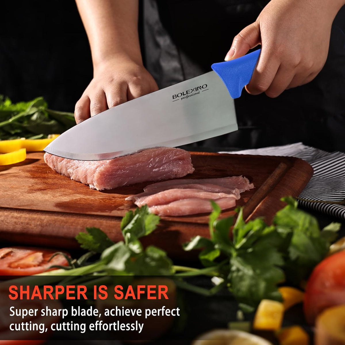 8" Chef Knife, Professional Kitchen Knife with Grip | High-carbon stainless steel,Ultra-sharp wide blade,Ergonomic non-slip handle,Versatile for meat & veg,Ideal for home & chefs.