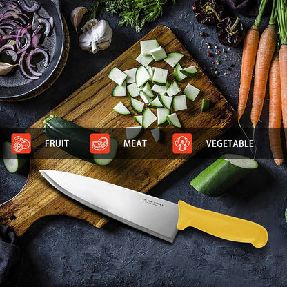 8" Chef Knife, Professional Kitchen Knife with Grip | High-carbon stainless steel,Ultra-sharp wide blade,Ergonomic non-slip handle,Versatile for meat & veg,Ideal for home & chefs.