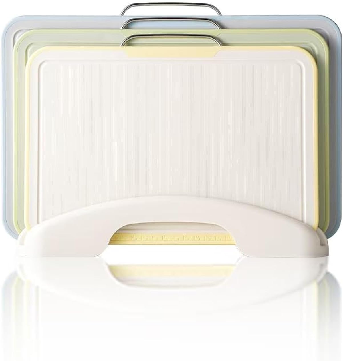 Cutting Boards for Kitchen, Charcuterie Chopping Boards Set of 3 with Stand, Plastic Cutting Mat for Kitchen Dishwasher Safe with Storage Stand