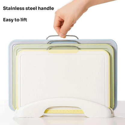Cutting Boards for Kitchen, Charcuterie Chopping Boards Set of 3 with Stand, Plastic Cutting Mat for Kitchen Dishwasher Safe with Storage Stand