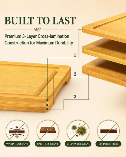 Cutting Board for Kitchen,Wooden Cutting Boards for Meal Prep,18" x 12" XL Carbonized Bamboo Cutting Board for Small Kitchen,Apartment,Meat,Vegetables,Fruit and Daily Cooking