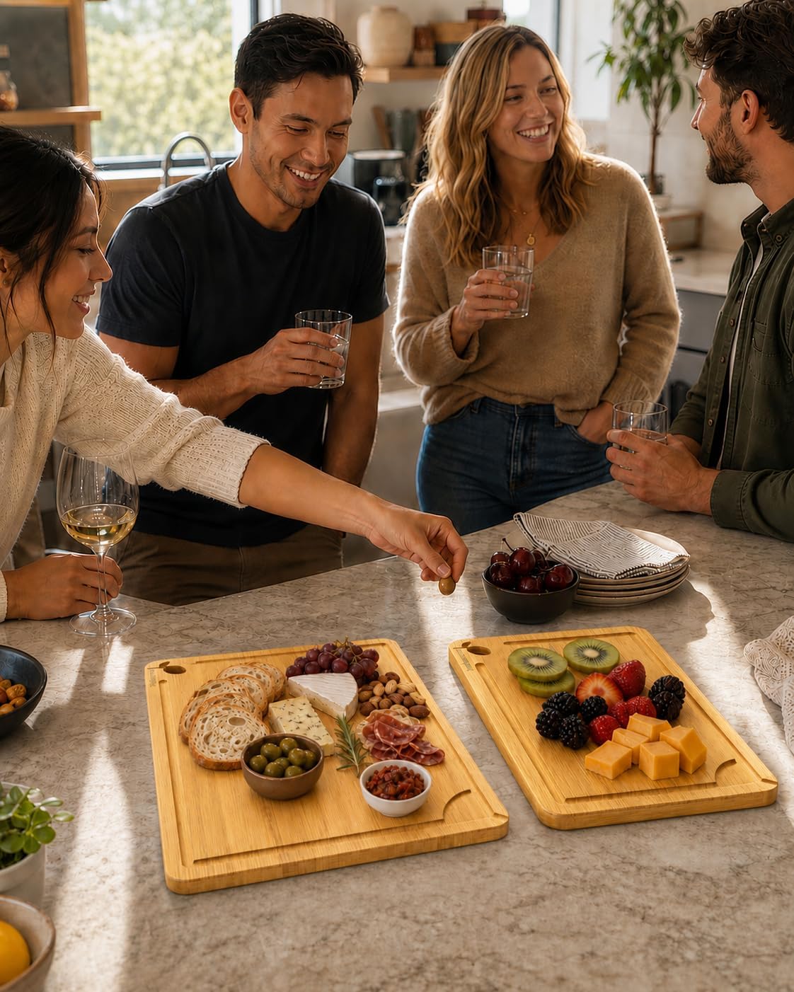 Cutting Board for Kitchen,Wooden Cutting Boards for Meal Prep,18" x 12" XL Carbonized Bamboo Cutting Board for Small Kitchen,Apartment,Meat,Vegetables,Fruit and Daily Cooking