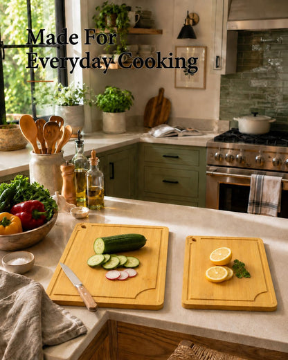 Cutting Board for Kitchen,Wooden Cutting Boards for Meal Prep,18" x 12" XL Carbonized Bamboo Cutting Board for Small Kitchen,Apartment,Meat,Vegetables,Fruit and Daily Cooking