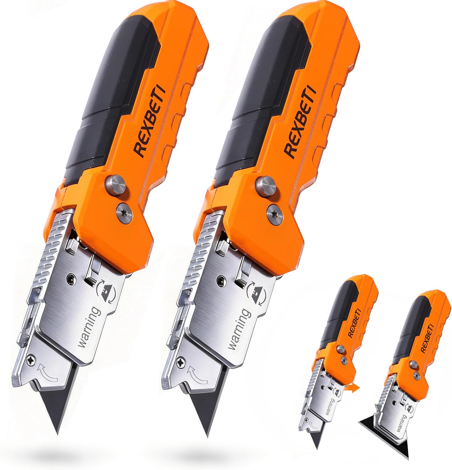 2-in-1 Utility Knife & Scraper, Zinc Alloy Body, Blade Storage（2 pack）