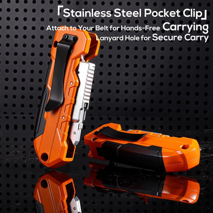 2-in-1 Utility Knife & Scraper, Zinc Alloy Body, Blade Storage（2 pack）