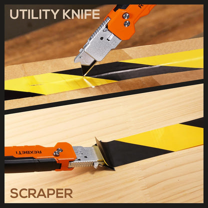 2-in-1 Utility Knife & Scraper, Zinc Alloy Body, Blade Storage（2 pack）